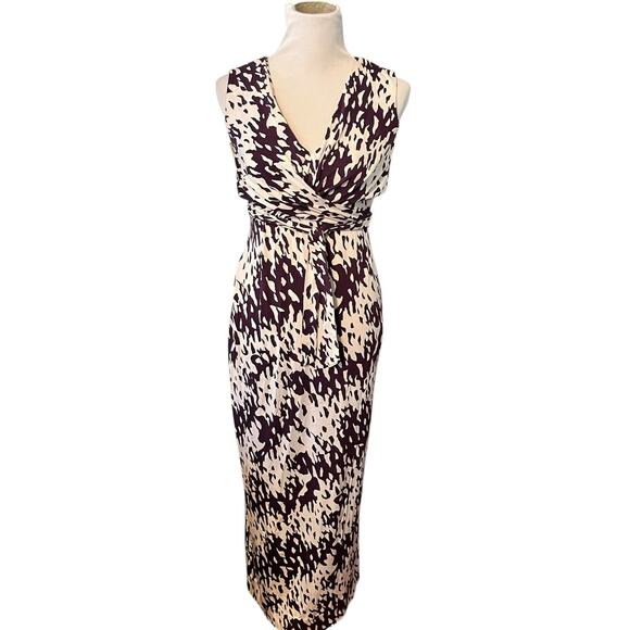 Diane von Furstenberg DVF Nalan Silk Wrap Maxi Dress •2• Purple White Abstract - Picture 5 of 15